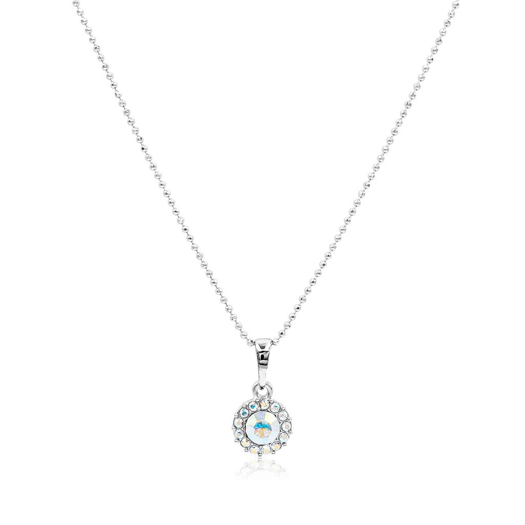 SO SEOUL Glimmering Sunshine Aurore Boreale Crystal Stud Earrings and Pendant Necklace Set