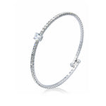 Load image into Gallery viewer, SO SEOUL &#39;Athena&#39; Solitaire Heart and Flower Blossom Diamond Simulant Cubic Zirconia Classic Spiral Open-End Bangle
