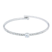 SO SEOUL Athena Round Heart Flower Diamond Simulant Cubic Zircon Spiral Adjustable Open-End Bangle