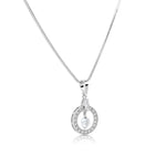 Load image into Gallery viewer, SO SEOUL Halo Open Circle Simulated Diamond Cubic Zirconia Pendant and Hoop Earrings Jewelry Set
