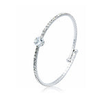 Load image into Gallery viewer, SO SEOUL &#39;Athena&#39; Solitaire Heart and Flower Blossom Diamond Simulant Cubic Zirconia Classic Spiral Open-End Bangle
