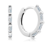 SO SEOUL Harley Huggie Single Row Emerald-Cut Diamond Simulant Hoop Earrings