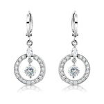 Load image into Gallery viewer, SO SEOUL Halo Open Circle Simulated Diamond Cubic Zirconia Pendant and Hoop Earrings Jewelry Set
