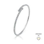 Load image into Gallery viewer, SO SEOUL Chiara Elegance Adjustable Bangle with White and Aurore Boreale Austrian Crystal in a Spiral Circle Spring Design
