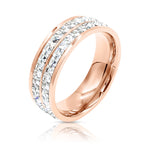 Load image into Gallery viewer, SO SEOUL Allista Classic Double Band Ring with Two Rows of Emerald-Cut Diamond Simulant Cubic Zirconia in Silver or Rose Gold
