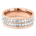 Load image into Gallery viewer, SO SEOUL Allista Classic Double Band Ring with Two Rows of Emerald-Cut Diamond Simulant Cubic Zirconia in Silver or Rose Gold
