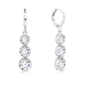 SO SEOUL Athena Triple Solitaire Diamond Simulant Zirconia Hoop Earrings