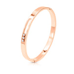 Load image into Gallery viewer, SO SEOUL Aurelia Rose Gold Bangle with Triple Diamond Simulant Cubic Zirconia Side-Hinge Accent
