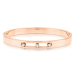 Load image into Gallery viewer, SO SEOUL Aurelia Rose Gold Bangle with Triple Diamond Simulant Cubic Zirconia Side-Hinge Accent

