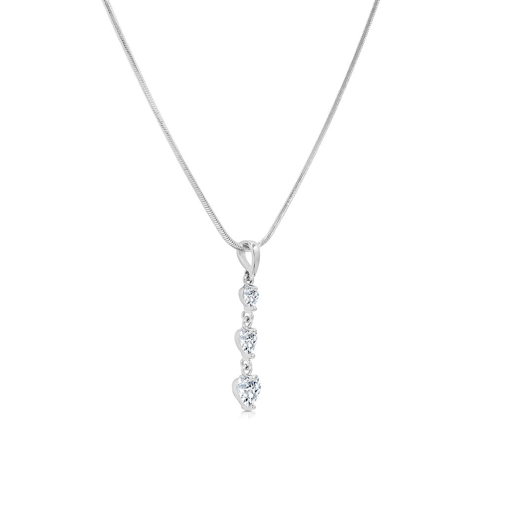 SO SEOUL Amora Cascade - Triple Heart Cubic Zirconia Necklace and Earrings Set