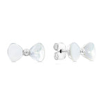 Load image into Gallery viewer, SO SEOUL Claire Ribbon Bow Elegance - Mother of Pearl &amp; Cubic Zirconia Stud Earrings
