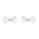 Load image into Gallery viewer, SO SEOUL Claire Ribbon Bow Elegance - Mother of Pearl &amp; Cubic Zirconia Stud Earrings
