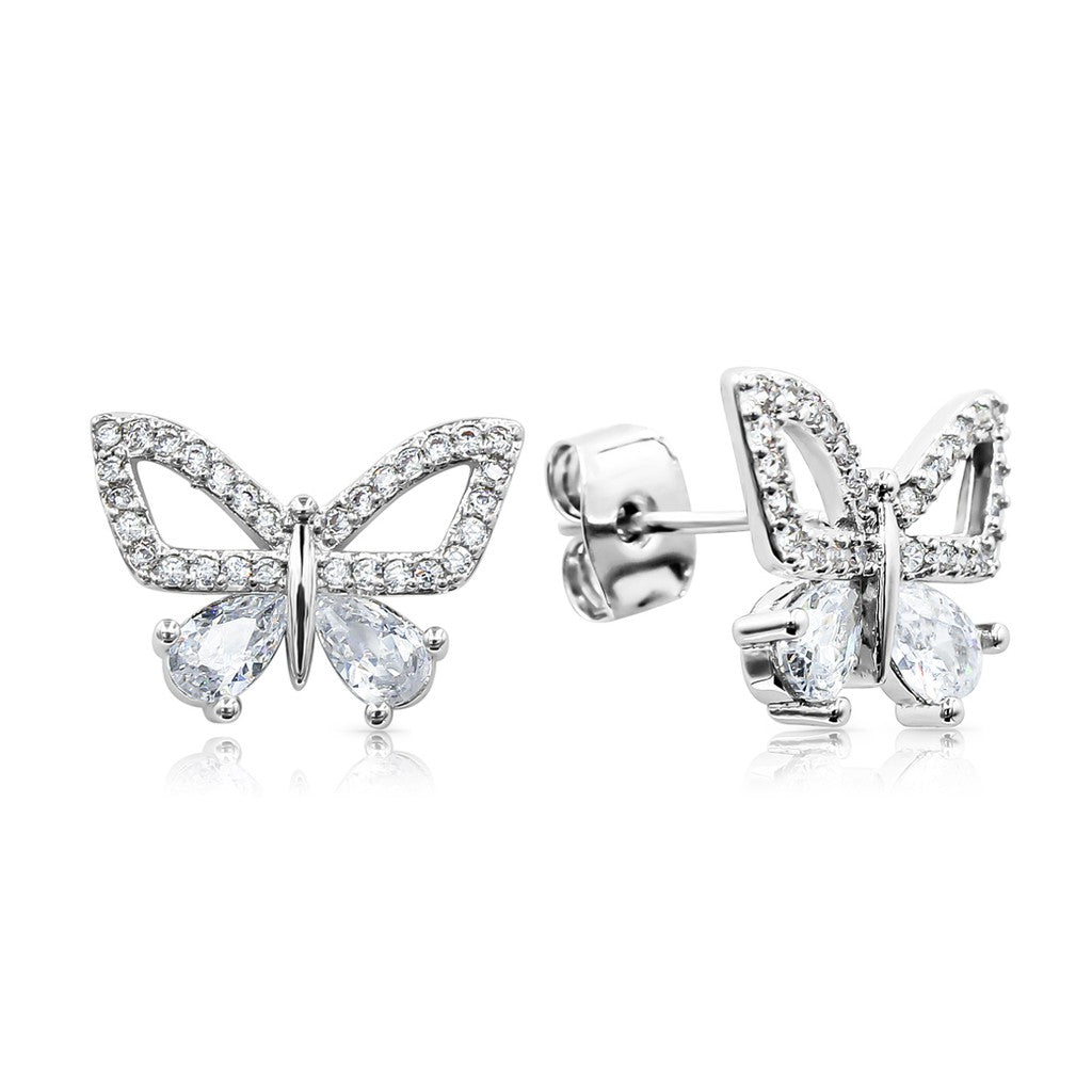 SO SEOUL Butterfly Caria Pear-Shaped Diamond Simulant Cubic Zirconia Stud Earrings