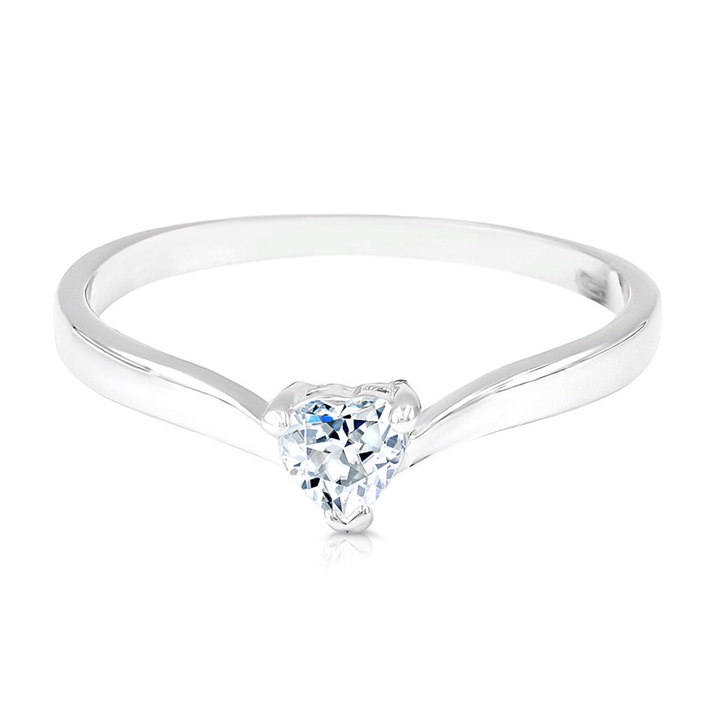 SO SEOUL Amora Heart-Shaped 0.25 CARAT Diamond Simulant Cubic Zirconia Silver Ring