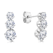 SO SEOUL Athena Triple Diamond Simulant Zirconia Solitaire Pierced Stud Earrings