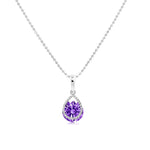 Load image into Gallery viewer, SO SEOUL Lic Crown Teardrop Amethyst-Colored Solitaire Cubic Zirconia Hoop Earrings and Pendant Necklace Set
