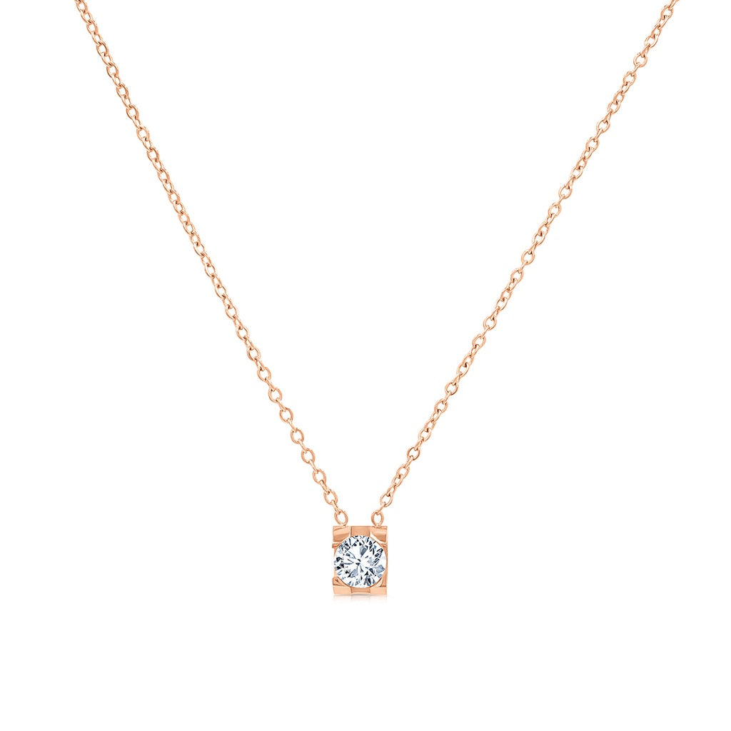 Diamond Necklace Gold Athena Necklace SO SEOUL Athena CT Solitaire