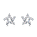 Load image into Gallery viewer, SO SEOUL Sparkling Windmill Design Five Emerald-Cut Cubic Zirconia Diamond Simulants Stud Earrings
