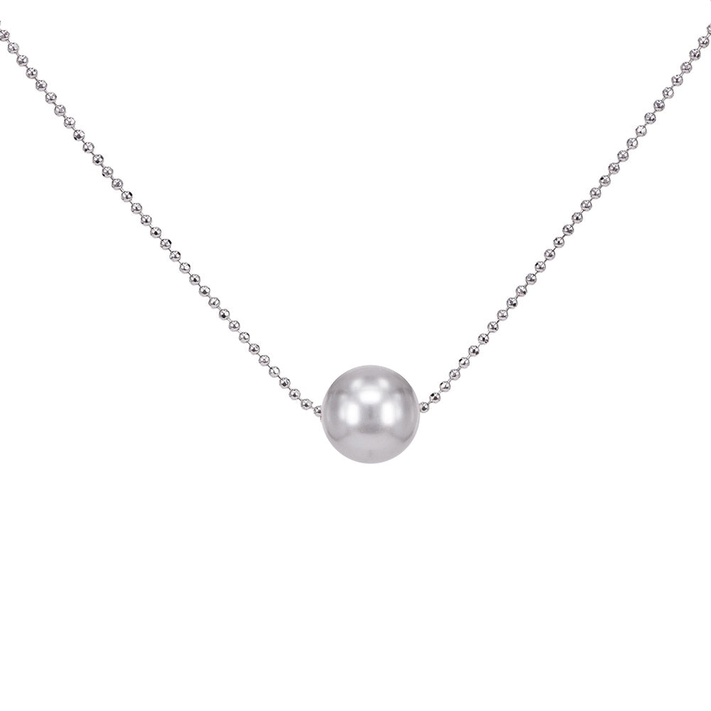 SO SEOUL Swarovski® Pearl Elegance Necklace - Selectable Classic Chain in White, Pink, or Grey