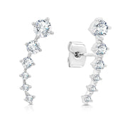 SO SEOUL Aster Star Round Solitaire Crawler Cuff Diamond Simulant Cubic Zirconia Ear Climber Earrings