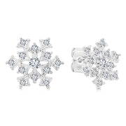 SO SEOUL 'Let it Snow' Snowflake Stud Earrings with Diamond Simulant Cubic Zirconia