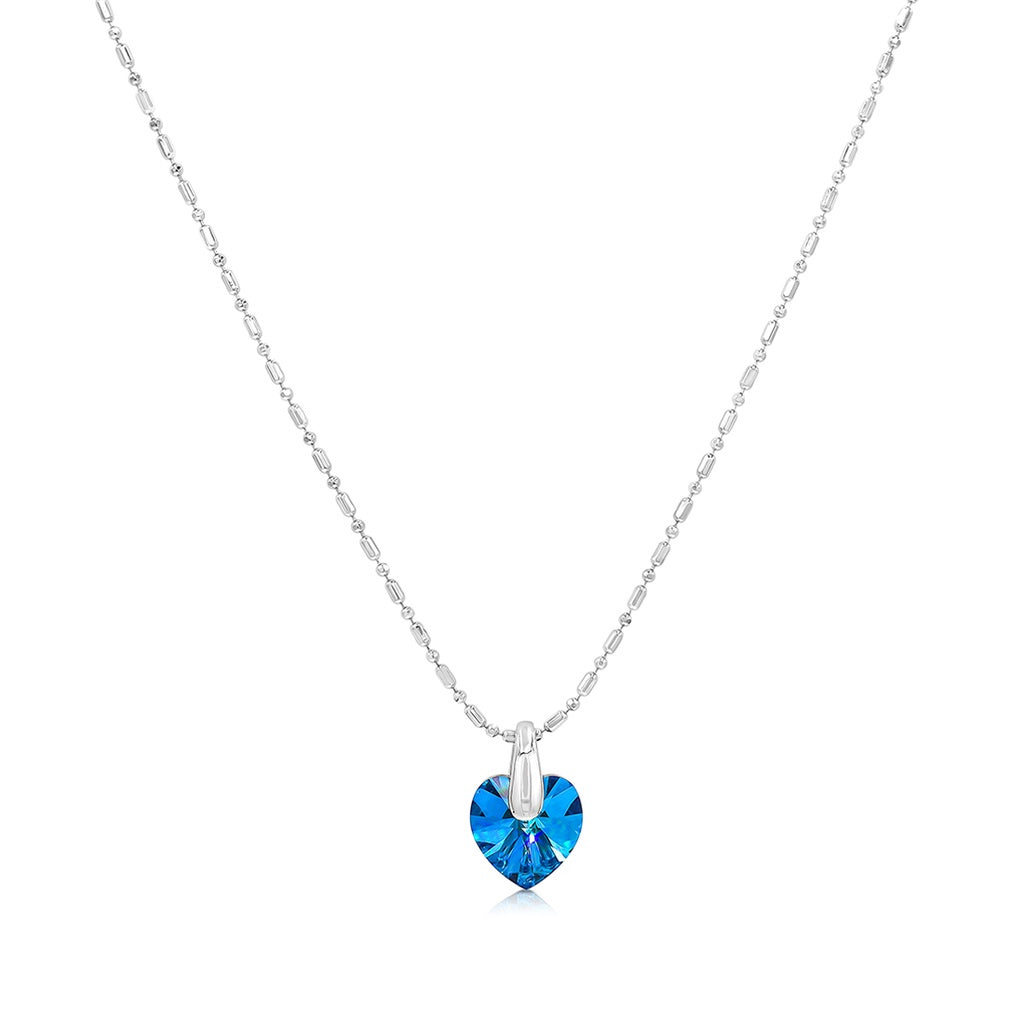 SO SEOUL Amora Love Heart Aurore Boreale or Montana Swarovski® Crystal Pendant Chain Necklace