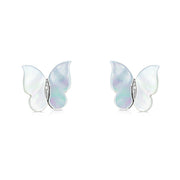 SO SEOUL Claire Flying Butterfly Mother of Pearl or Abalone Shell Austrian Crystals Stud Earrings