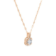 SO SEOUL Lic Crown Rose Gold Pendant Necklace with Emerald-Cut Cubic Zirconia