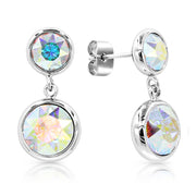 SO SEOUL Bella Double-Tiered Silver Studs with Aurore Boreale and Light Sapphire Swarovski® Crystals