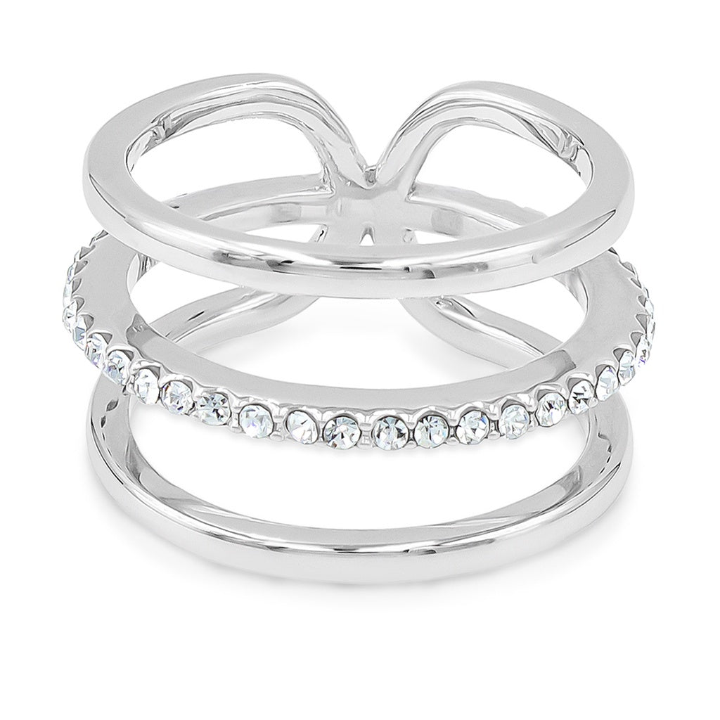 SO SEOUL Bianca Triple-Layer Ring with White Austrian Crystal Accents