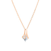 SO SEOUL Attract Y Emerald-Cut Diamond Simulant Cubic Zirconia Rose Gold Pendant Necklace