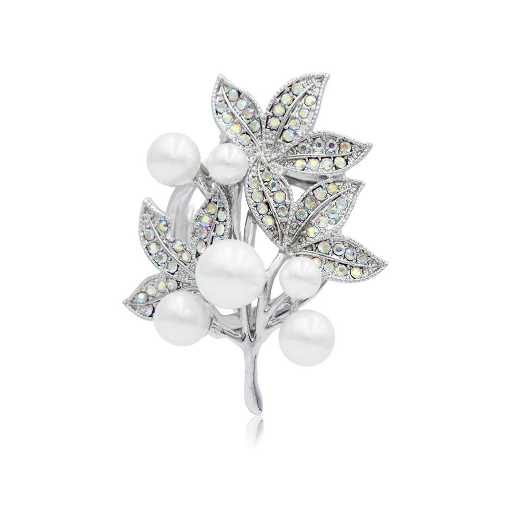 SO SEOUL Leilani Pearl and Aurore Boreale Crystal Tree of Life Brooch