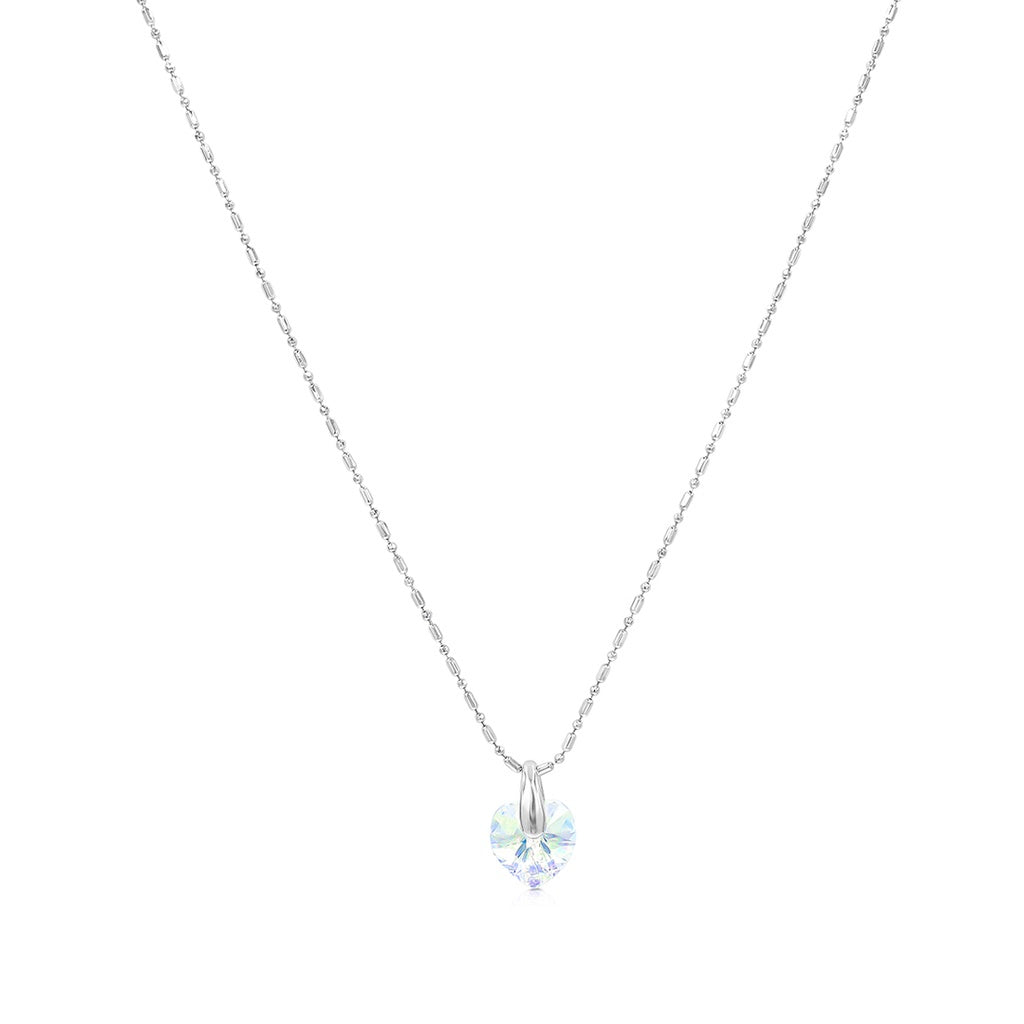 SO SEOUL Amora Love Heart Aurore Boreale or Montana Swarovski® Crystal Pendant Chain Necklace