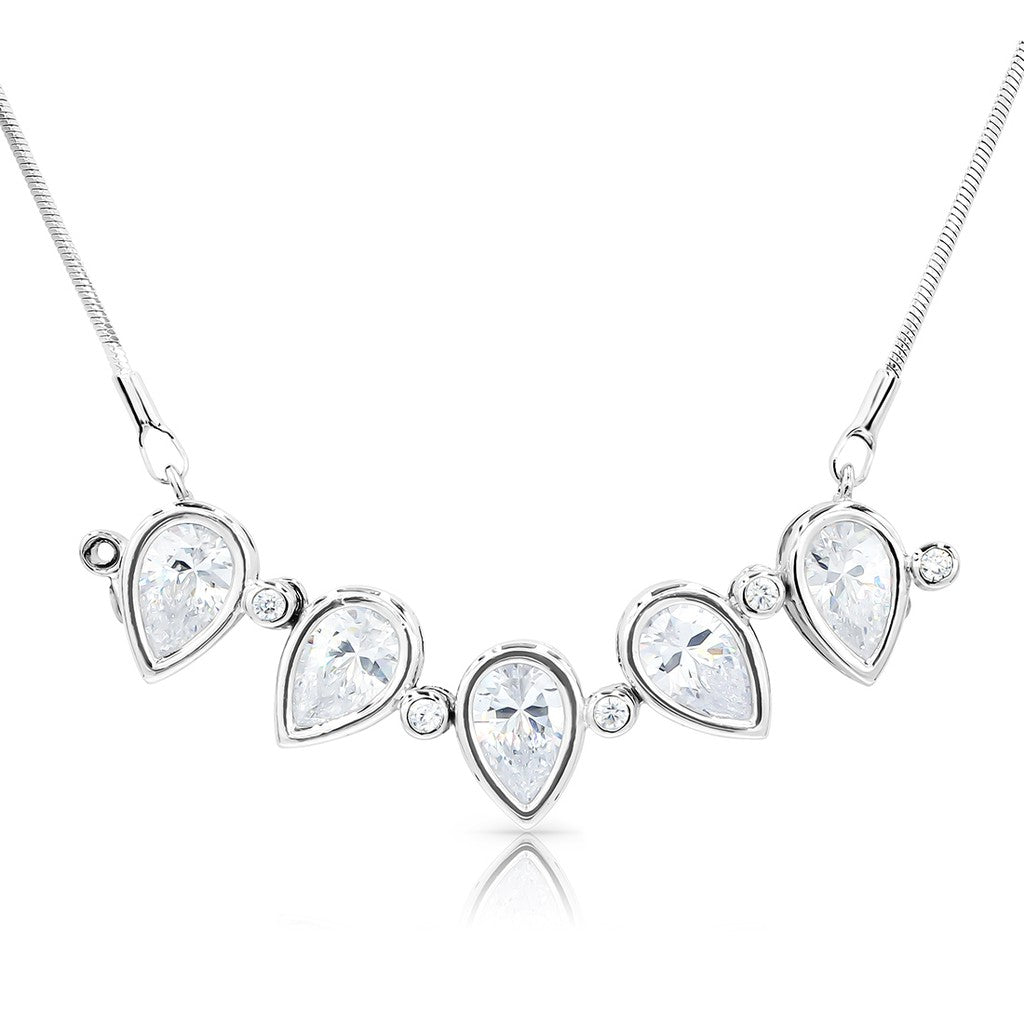 SO SEOUL Callista Transformable Teardrop and Flower Diamond-Simulant Zirconia Pendant with Fixed Snake Chain Necklace