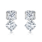 Load image into Gallery viewer, SO SEOUL Athena Dual Emerald Cut Diamond Simulant Cubic Zirconia Rhodium-Plated Stud Earrings

