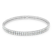 SO SEOUL Chiara Classic Double Row Twin Together Austrian Crystal Circle Adjustable Open-End Bangle