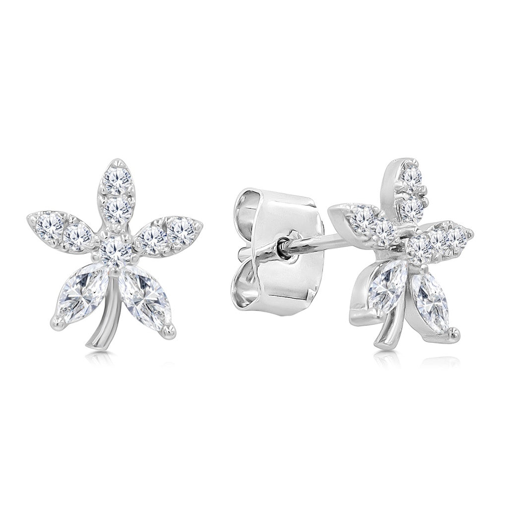 SO SEOUL 'Leilani' Petite Floral Diamond Simulant Cubic Zirconia Stud Earrings