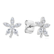 SO SEOUL 'Leilani' Petite Floral Diamond Simulant Cubic Zirconia Stud Earrings