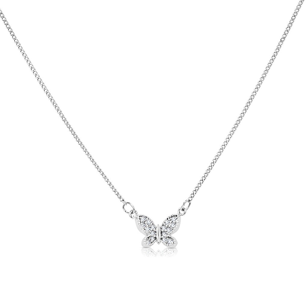 SO SEOUL Caria 3D Butterfly Diamond Simulant Cubic Zirconia Pendant Necklace