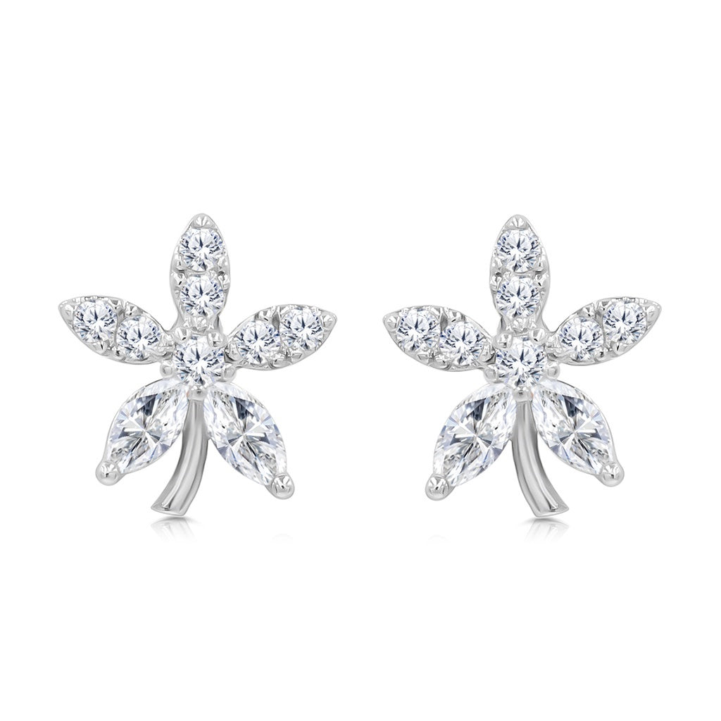 SO SEOUL 'Leilani' Petite Floral Diamond Simulant Cubic Zirconia Stud Earrings
