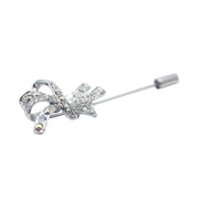 SO SEOUL Graceful Lifelong Ribbon Bow Aurore Boreale Austrian Crystal Metal Lapel Pin Brooch