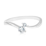 Load image into Gallery viewer, SO SEOUL Artemis Double Mini 0.1&amp;0.035 CT Solitaire Diamond Simulant Silver Ring
