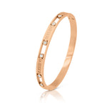 Load image into Gallery viewer, SO SEOUL Valeria Rose Gold-Tone Bangle with Double Diamond Simulant Accents and Roman Numerals
