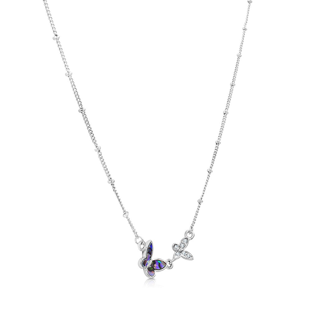 SO SEOUL 'Claire Butterfly' Pendant Necklace with Mother of Pearl or Abalone Shell