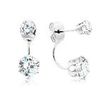 Load image into Gallery viewer, SO SEOUL Athena Elegance Dual Solitaire Round Brilliant Cut 0.25 &amp; 0.5 Carat Diamond Simulant Cubic Zirconia Curved Earrings
