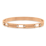 Load image into Gallery viewer, SO SEOUL Valeria Rose Gold-Tone Bangle with Double Diamond Simulant Accents and Roman Numerals
