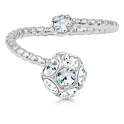 SO SEOUL Sequoia Radiance - Austrian Crystal Embellished 3D Sphere Open Ring