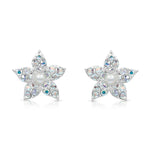 Load image into Gallery viewer, SO SEOUL Leilani Aurore Boreale Crystal and Pearl Flower Stud Earrings
