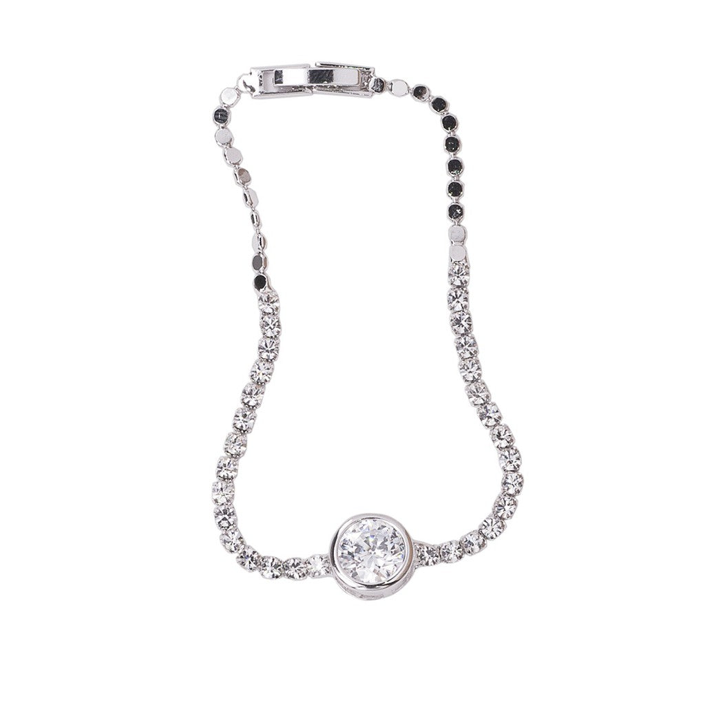 SO SEOUL Athena Solitaire Round Brilliant Cut Diamond Simulant Cubic Zirconia Centerpiece Bracelet