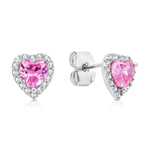 Load image into Gallery viewer, SO SEOUL Amora Love Heart Diamond Simulant Cubic Zirconia Petite Stud Earrings with Round Surround
